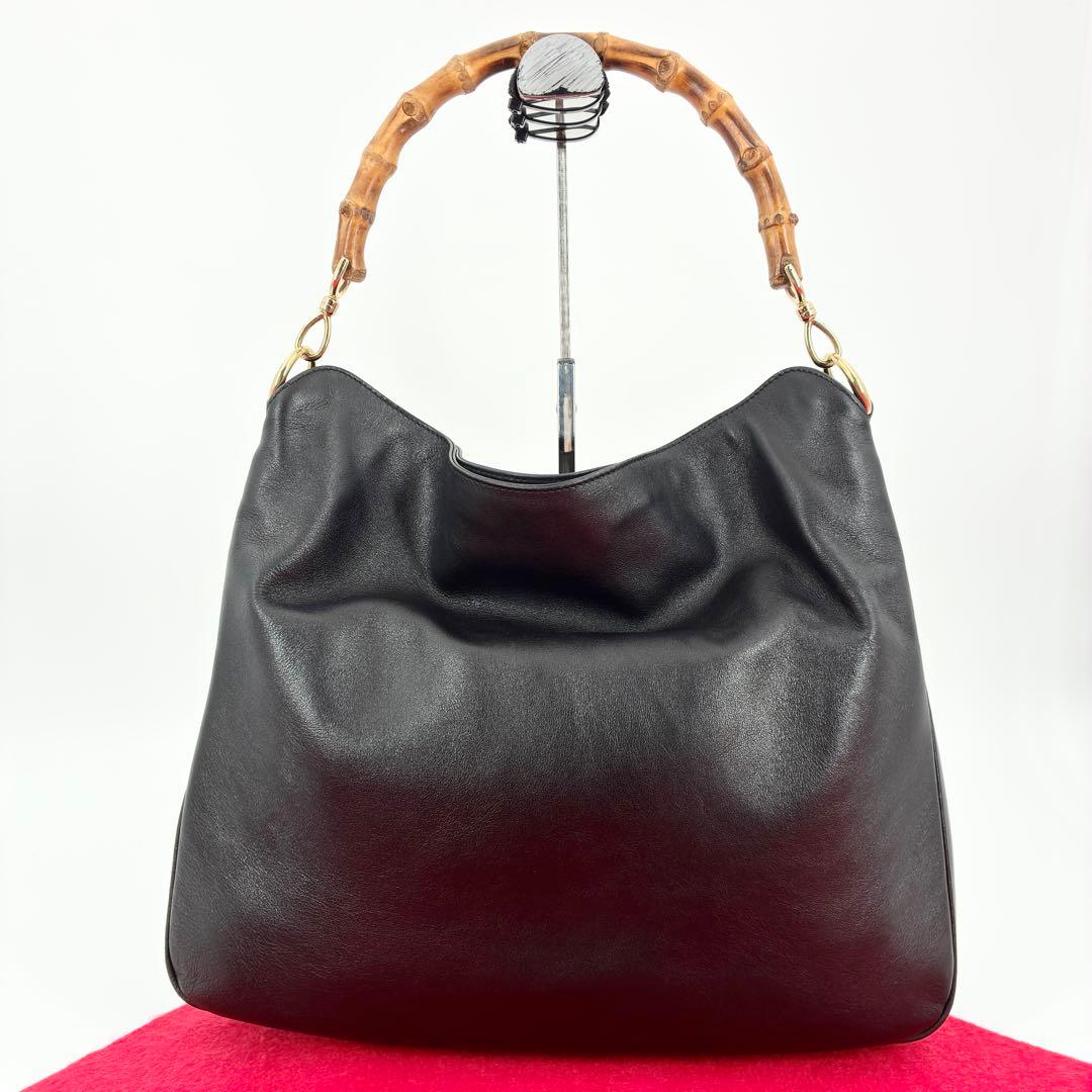 美品　グッチ　ワンショルダー　レザー　ショルダーバッグ　2WAY　ブラック　黒