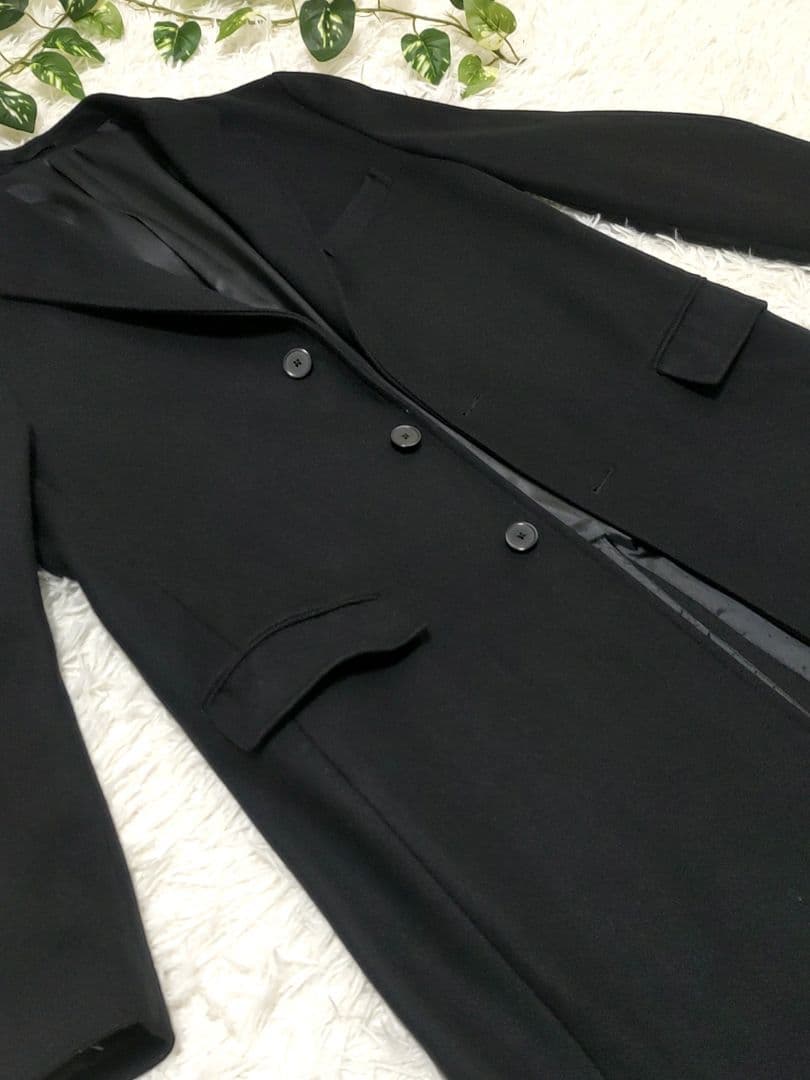 GREEN LABEL RELAXING　メルトン チェスターコート　L　黒