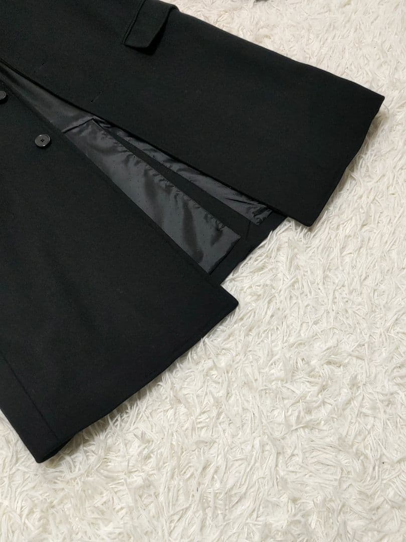 GREEN LABEL RELAXING　メルトン チェスターコート　L　黒