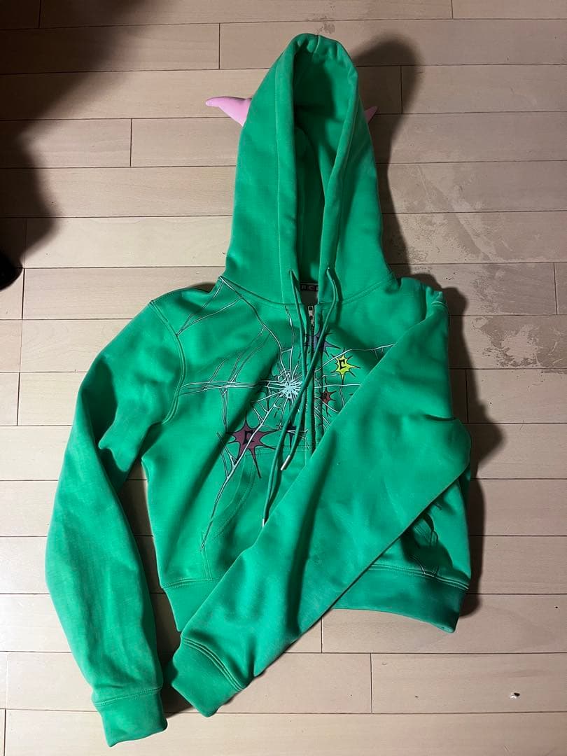 CFIERCE - CRACK ZIPUP HOODIE 緑　Green y2k