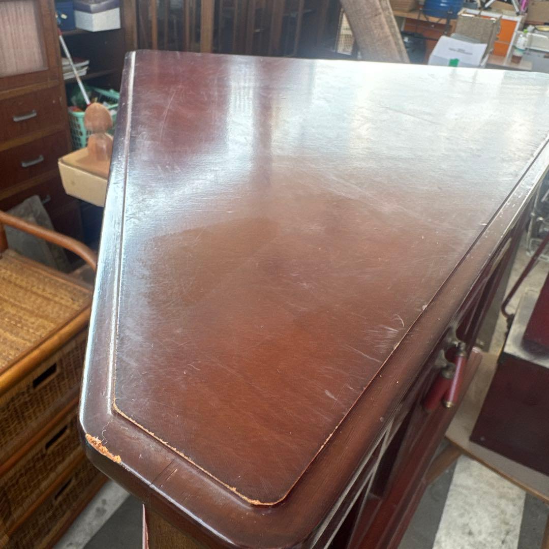 アンティーク　木製キャビネット 2段式 ガラス扉付き