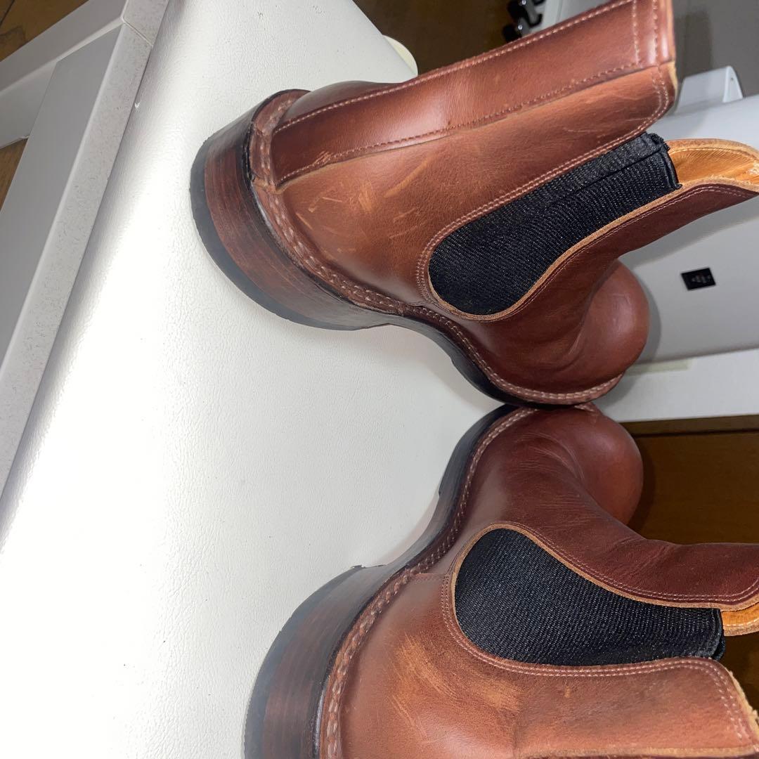 ヒラキヒミ。ブラウン サイドゴアブーツ レザー26.5