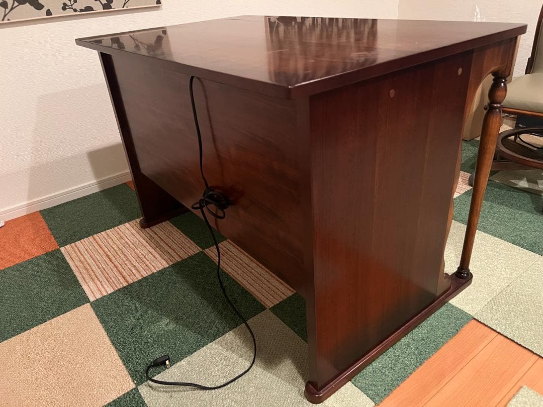 【木製デスク】シンプル書斎机 ノーブランド 約20年前購入 目立つ傷なし