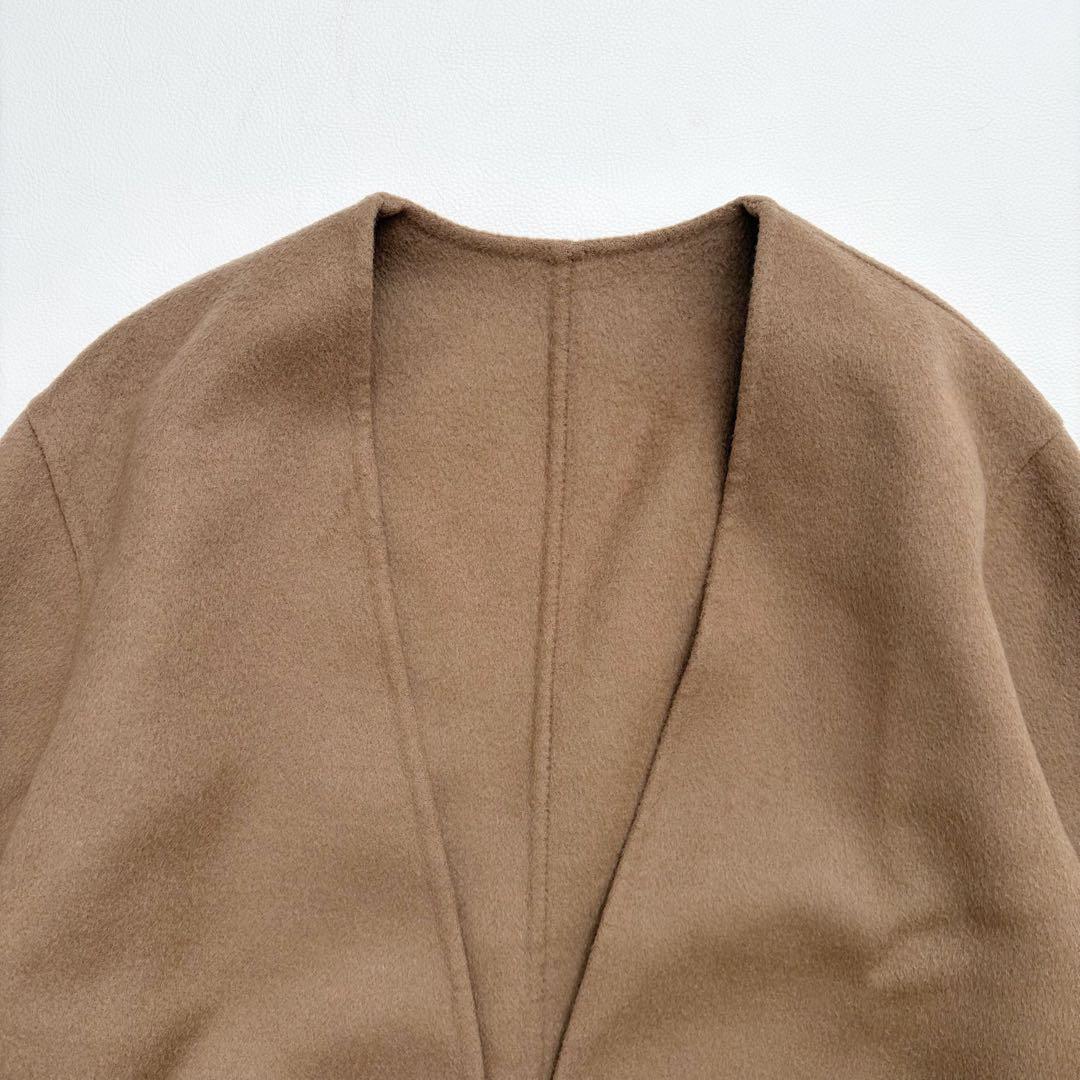 極美品　プラージュ ハミルトンノーカラーコート ウールリバー ダブルフェイス