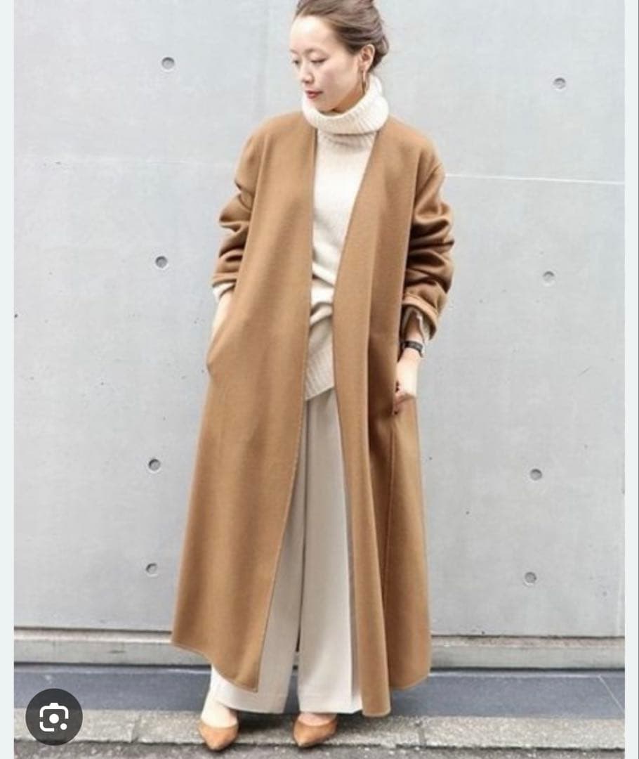 極美品　プラージュ ハミルトンノーカラーコート ウールリバー ダブルフェイス