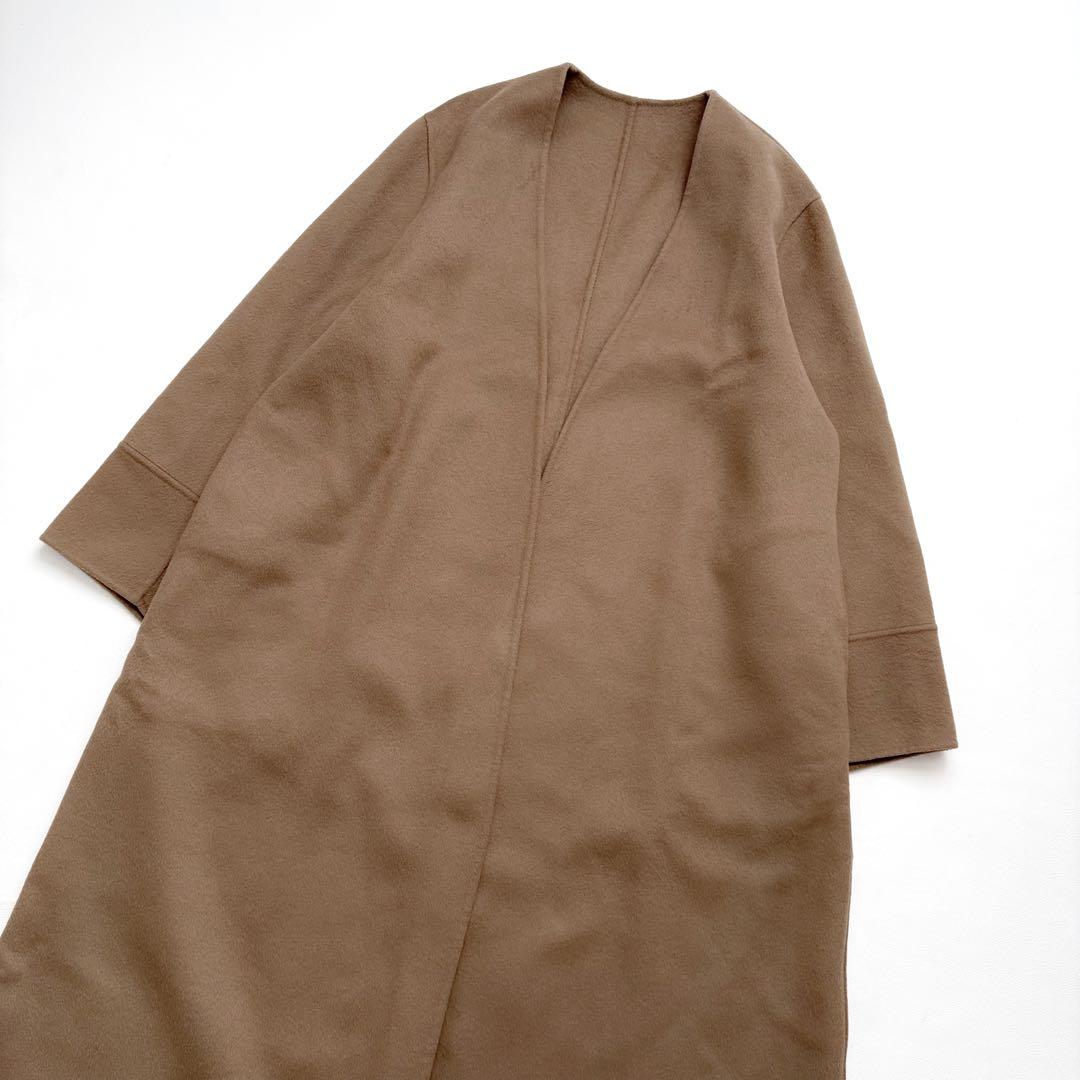 極美品　プラージュ ハミルトンノーカラーコート ウールリバー ダブルフェイス