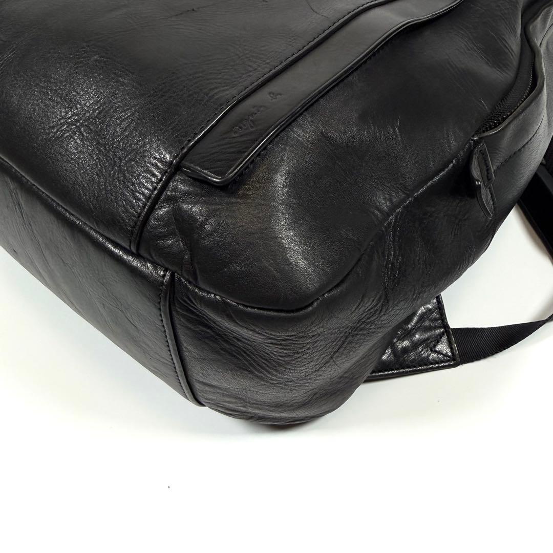 【極美品】【希少】アニエスベー　リュック　レザー　ブラック　レザールロゴ　メンズ