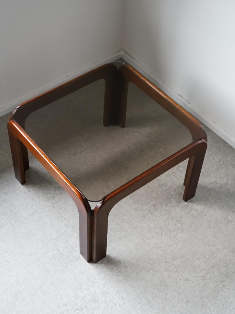 70-80's vintage スモーク ガラステーブル ミッドセンチュリー