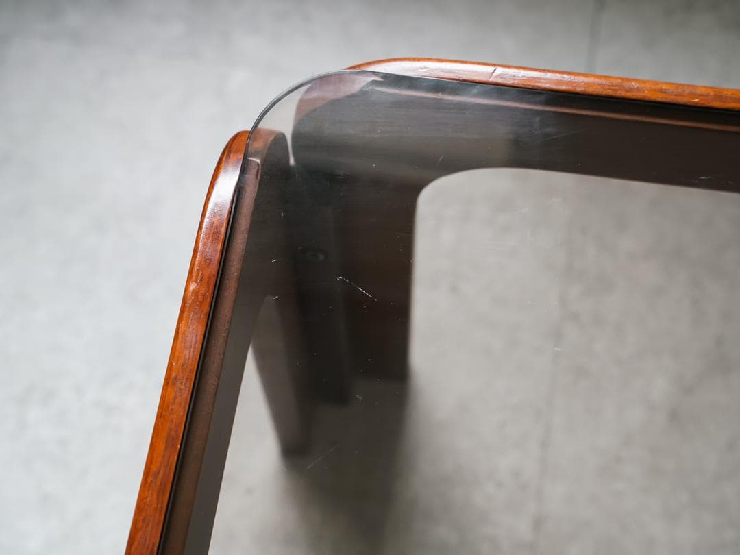 70-80's vintage スモーク ガラステーブル ミッドセンチュリー