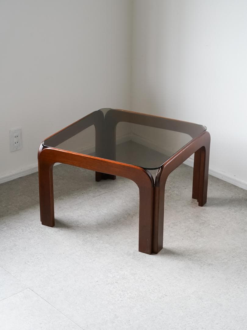 70-80's vintage スモーク ガラステーブル ミッドセンチュリー