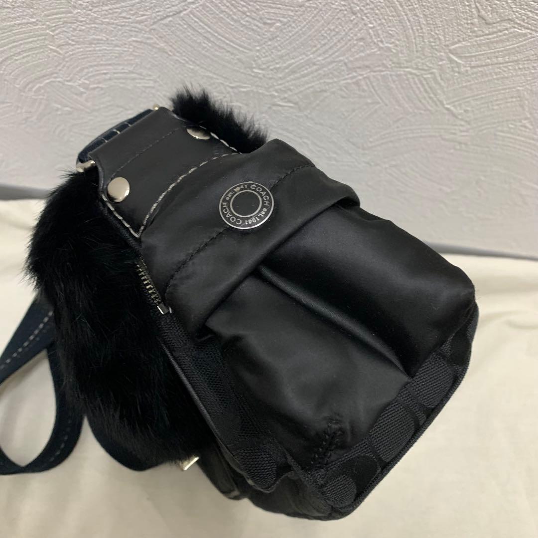 COACH コーチ シグネチャー ソーホー ファー ブラック ショルダーバック
