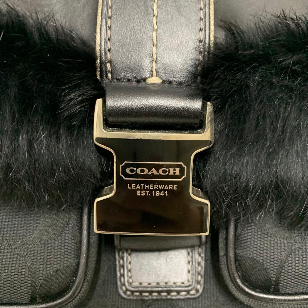 COACH コーチ シグネチャー ソーホー ファー ブラック ショルダーバック