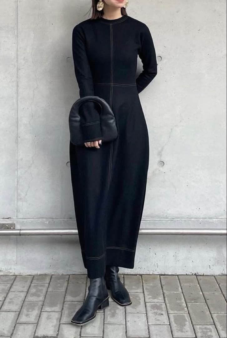 【美品】TODAYFUL ワンピース ジャージーバルーンドレス 黒