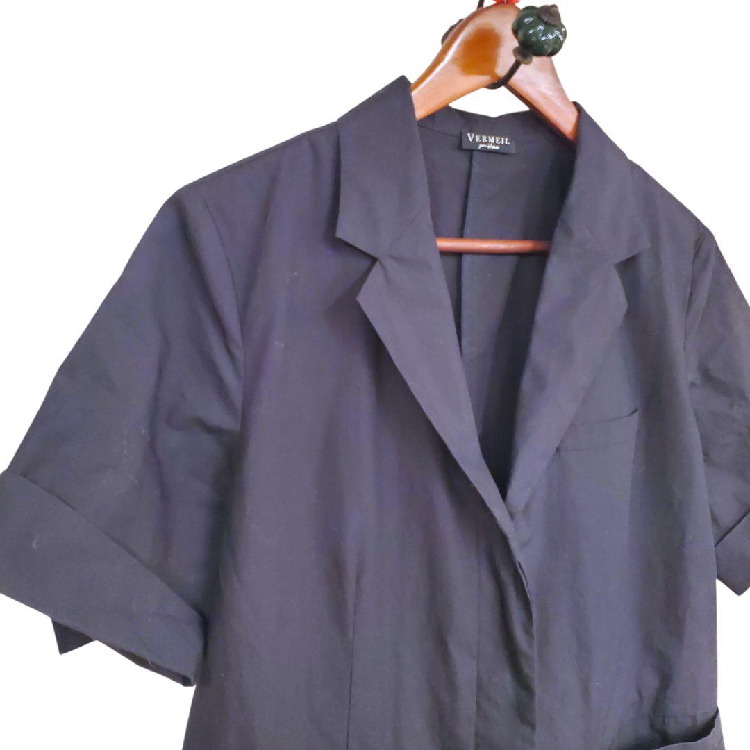 VERMEIL par iena リネンコットンタイプライターワンピース黒