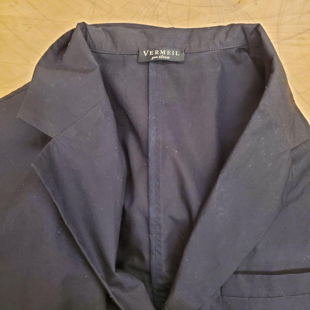 VERMEIL par iena リネンコットンタイプライターワンピース黒