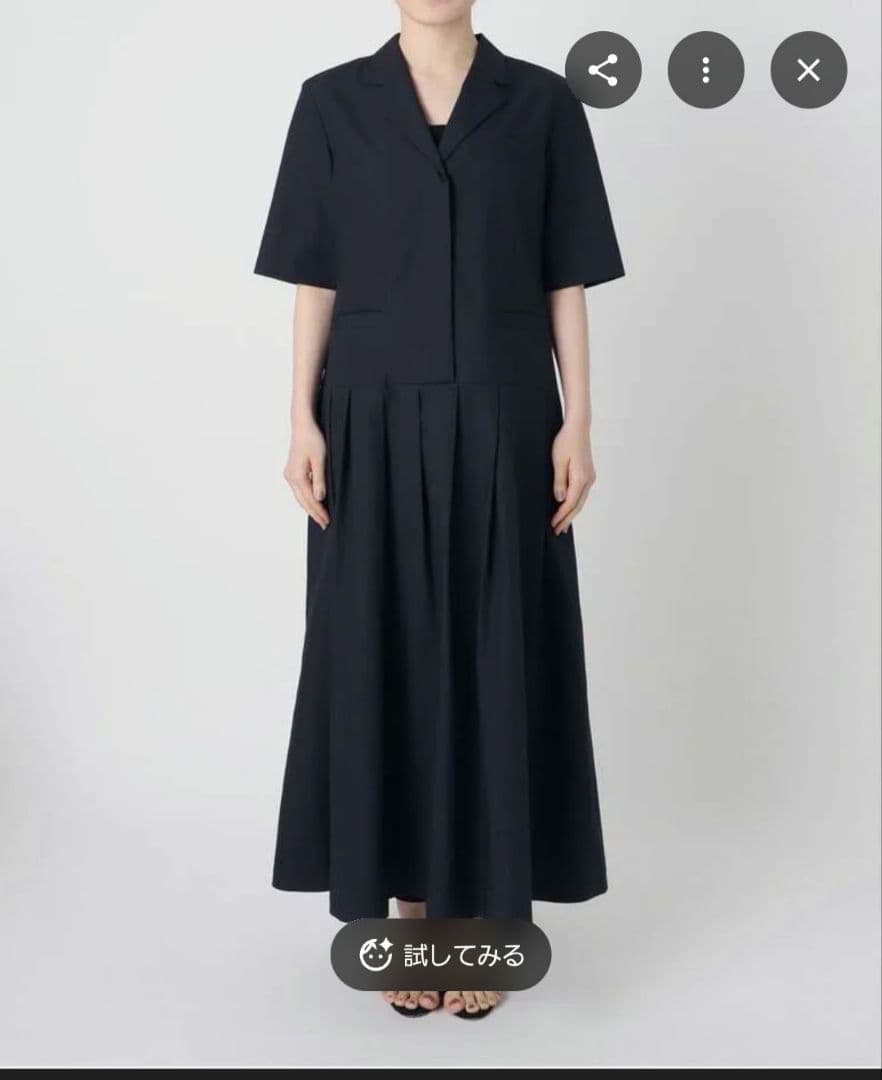 VERMEIL par iena リネンコットンタイプライターワンピース黒