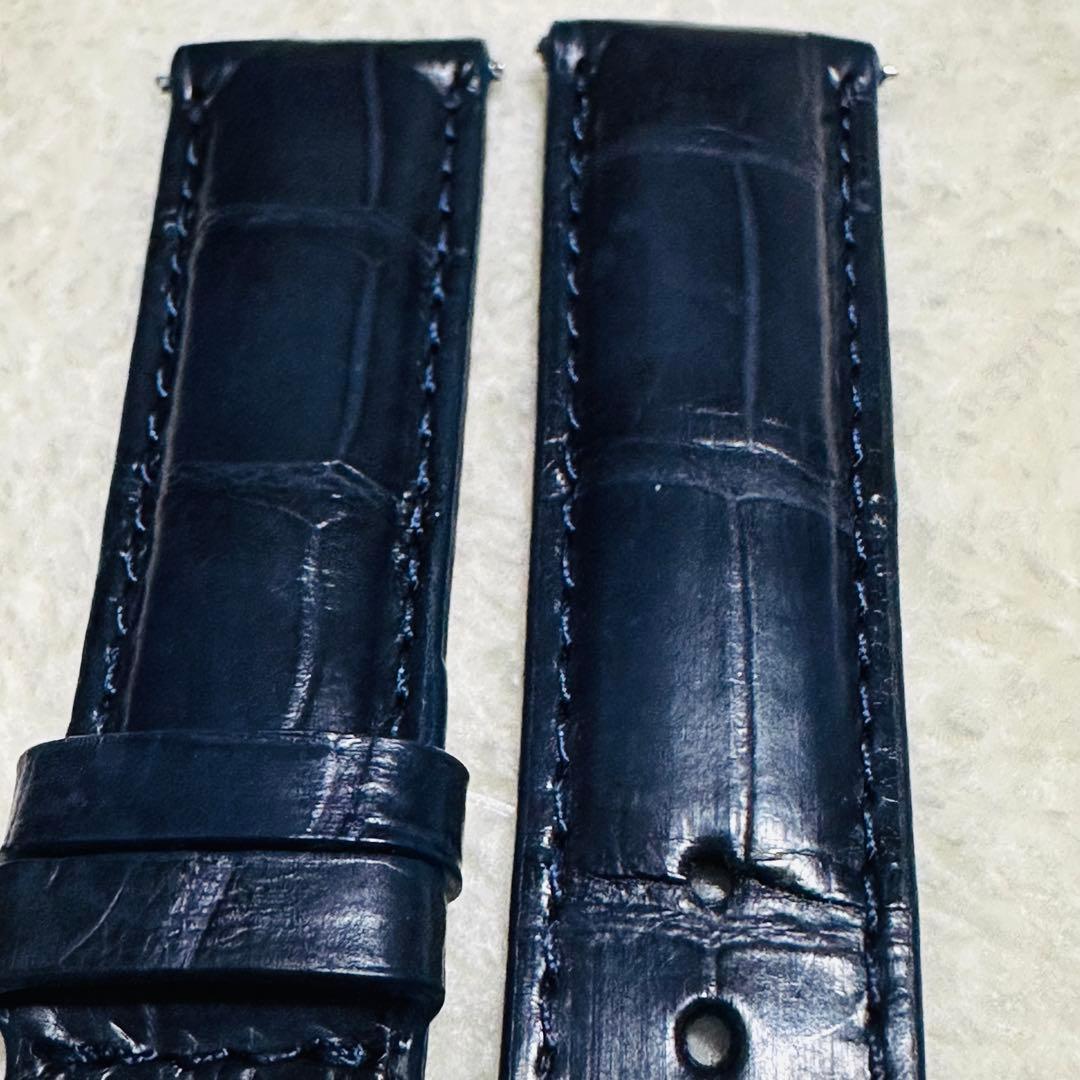 3027#20mm-18mmミッドナイトブルー★スイス製★本物クロコダイルベルト