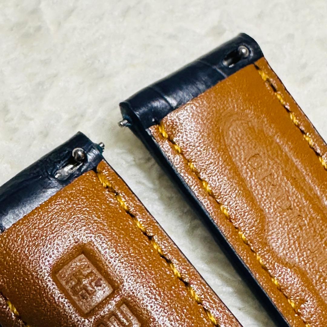 3027#20mm-18mmミッドナイトブルー★スイス製★本物クロコダイルベルト