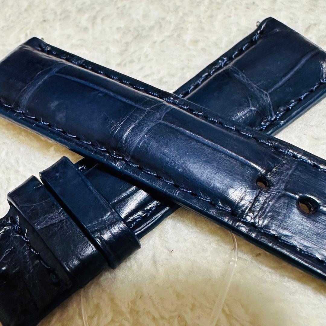 3027#20mm-18mmミッドナイトブルー★スイス製★本物クロコダイルベルト