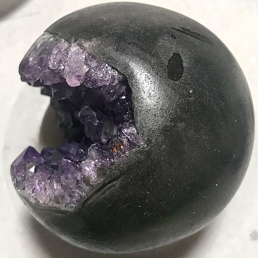 希少　天然石　ウルグアイ産　アメジスト　笑口　ドーム　天使の指紋多数　虹あり