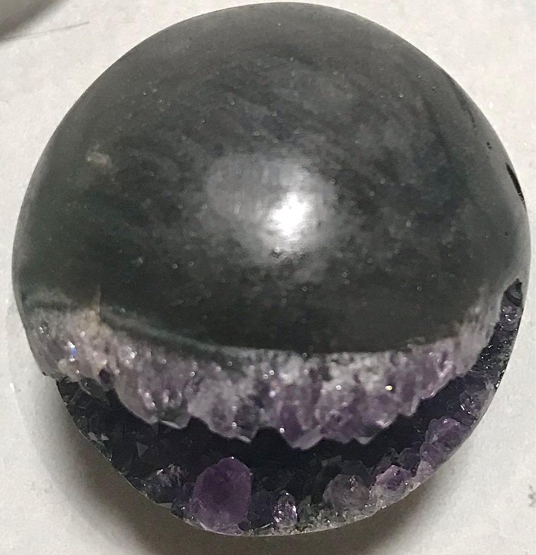 希少　天然石　ウルグアイ産　アメジスト　笑口　ドーム　天使の指紋多数　虹あり