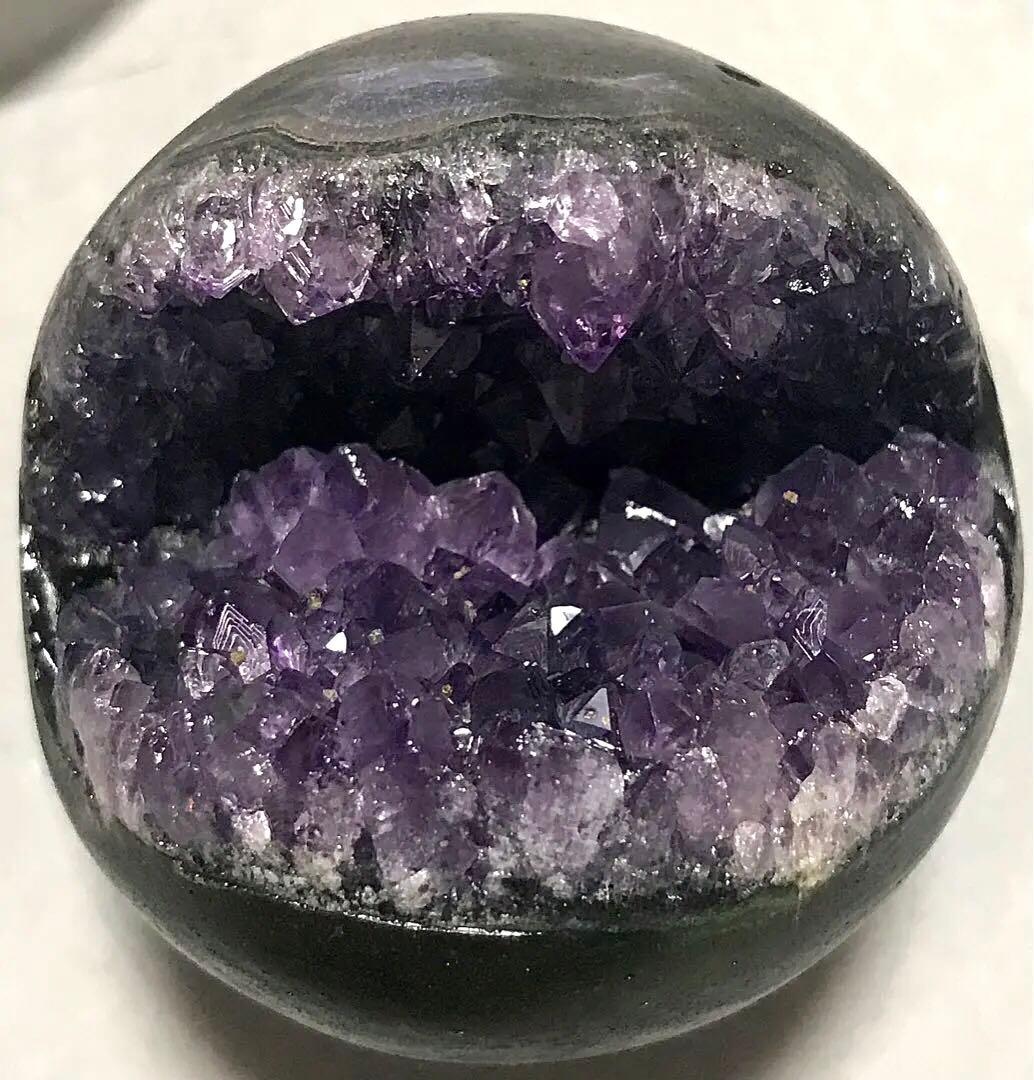 希少　天然石　ウルグアイ産　アメジスト　笑口　ドーム　天使の指紋多数　虹あり