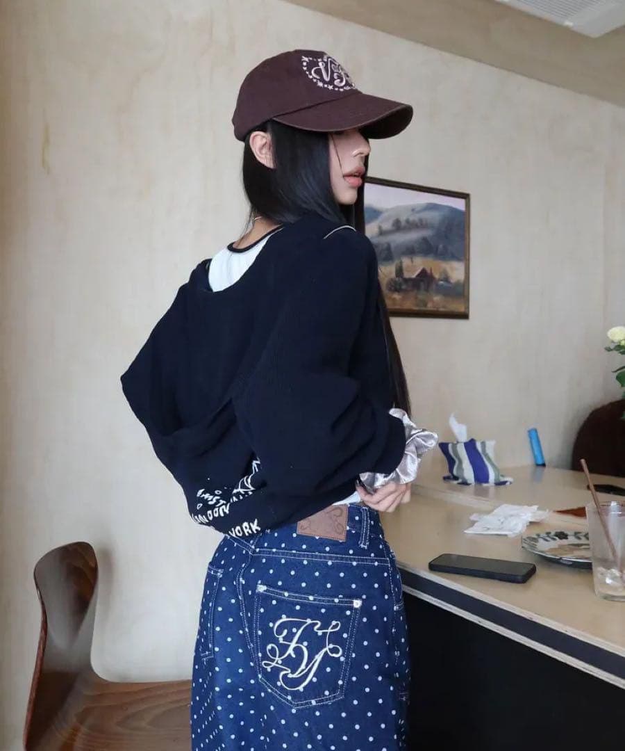 パンツ fancy club String Dot Roll-Up Pants