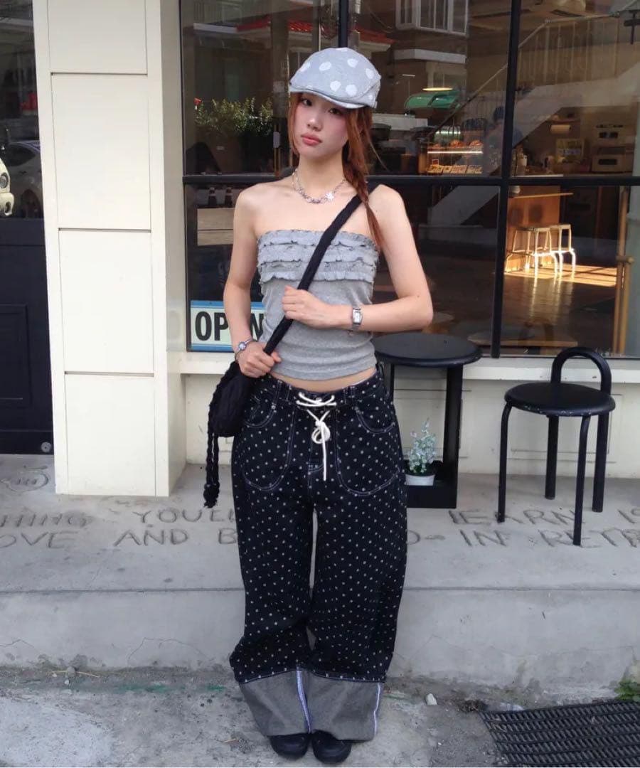 パンツ fancy club String Dot Roll-Up Pants