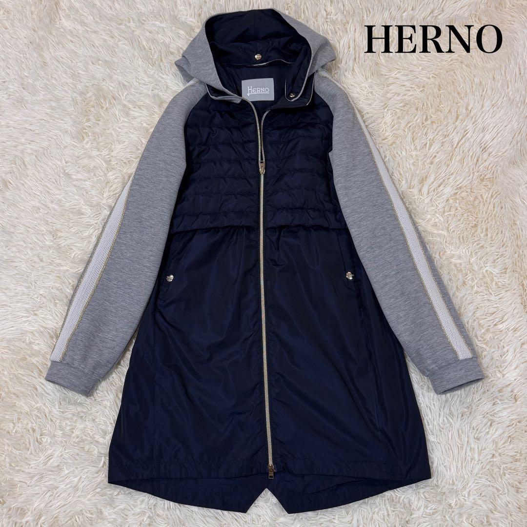 極美品 HERNO フード付きスプリングコート 14A 大人 2way 中綿