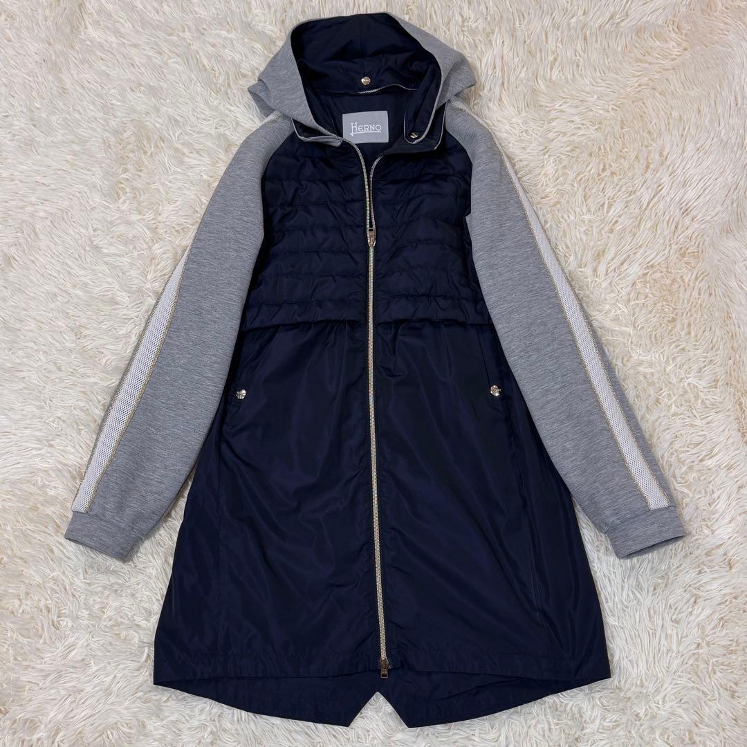 極美品 HERNO フード付きスプリングコート 14A 大人 2way 中綿