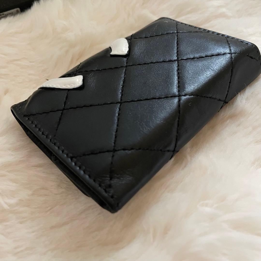 シャネル CHANEL キーケース カードケース カンボンライン 黒 ピンク