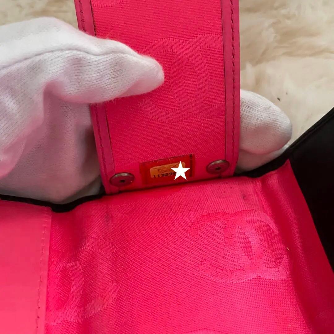 シャネル CHANEL キーケース カードケース カンボンライン 黒 ピンク