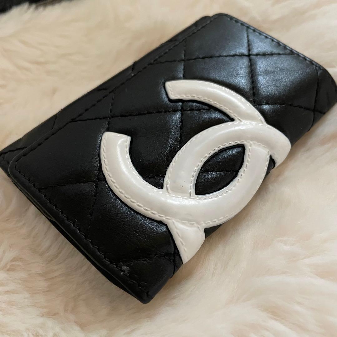 シャネル CHANEL キーケース カードケース カンボンライン 黒 ピンク