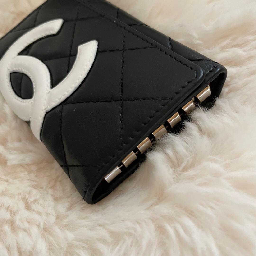 シャネル CHANEL キーケース カードケース カンボンライン 黒 ピンク
