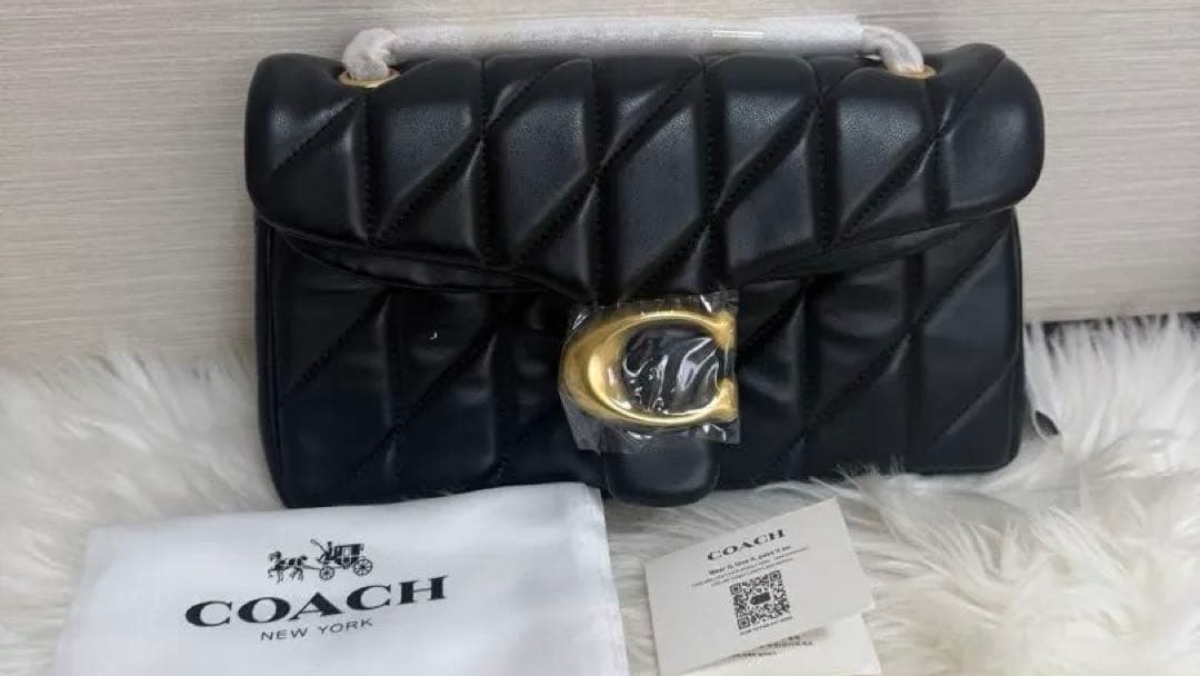 COACH ブラック キルティング ショルダーバッグ26cm