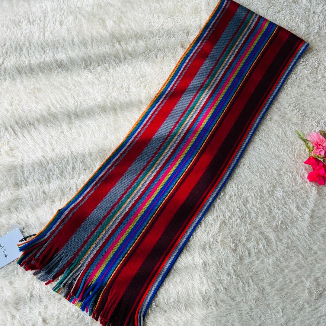 【新品タグ付き】ポールスミスフェンネル ストライプ ウール マフラー 羊毛