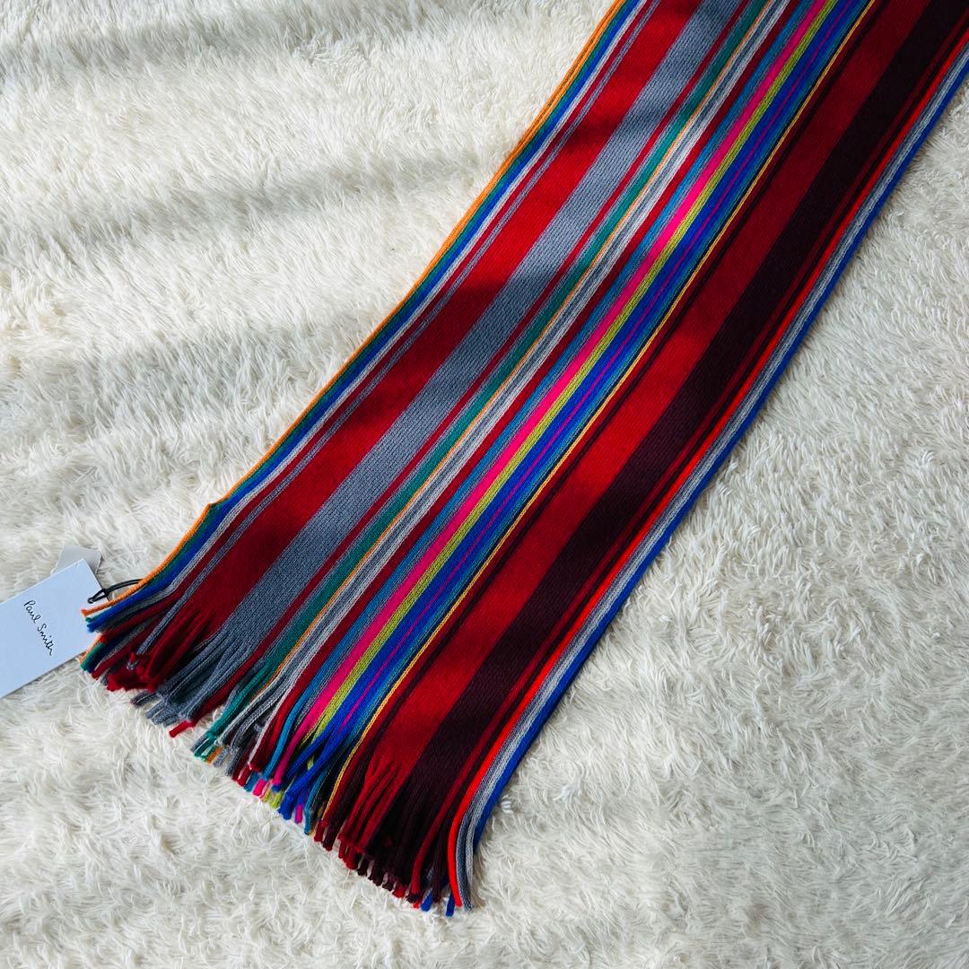 【新品タグ付き】ポールスミスフェンネル ストライプ ウール マフラー 羊毛