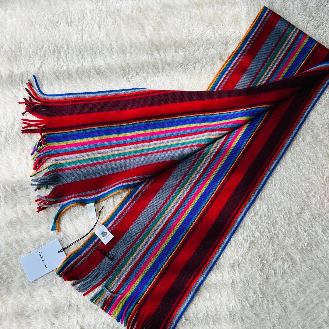 【新品タグ付き】ポールスミスフェンネル ストライプ ウール マフラー 羊毛