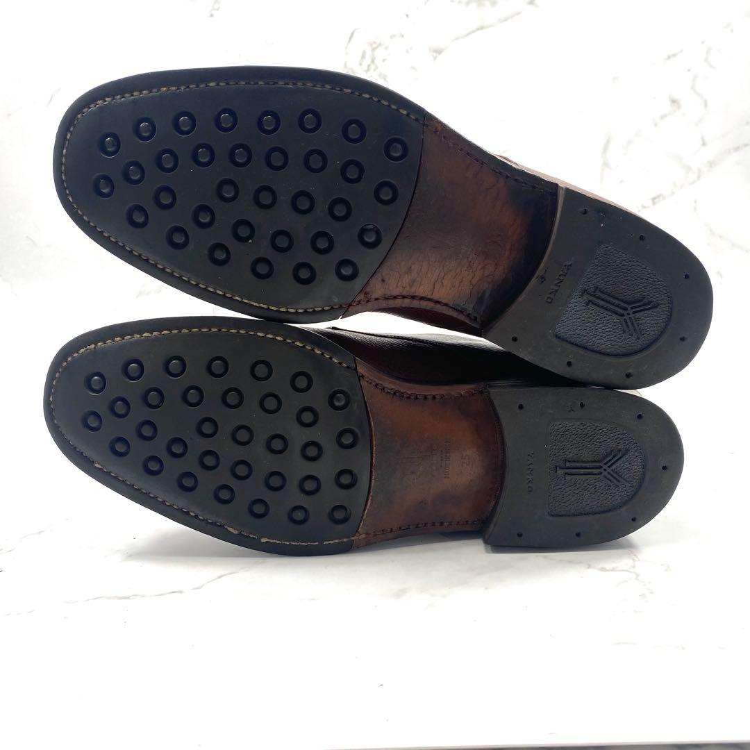【美品】YANKO ダブルモンク シボ加工 ストラップシューズ 25
