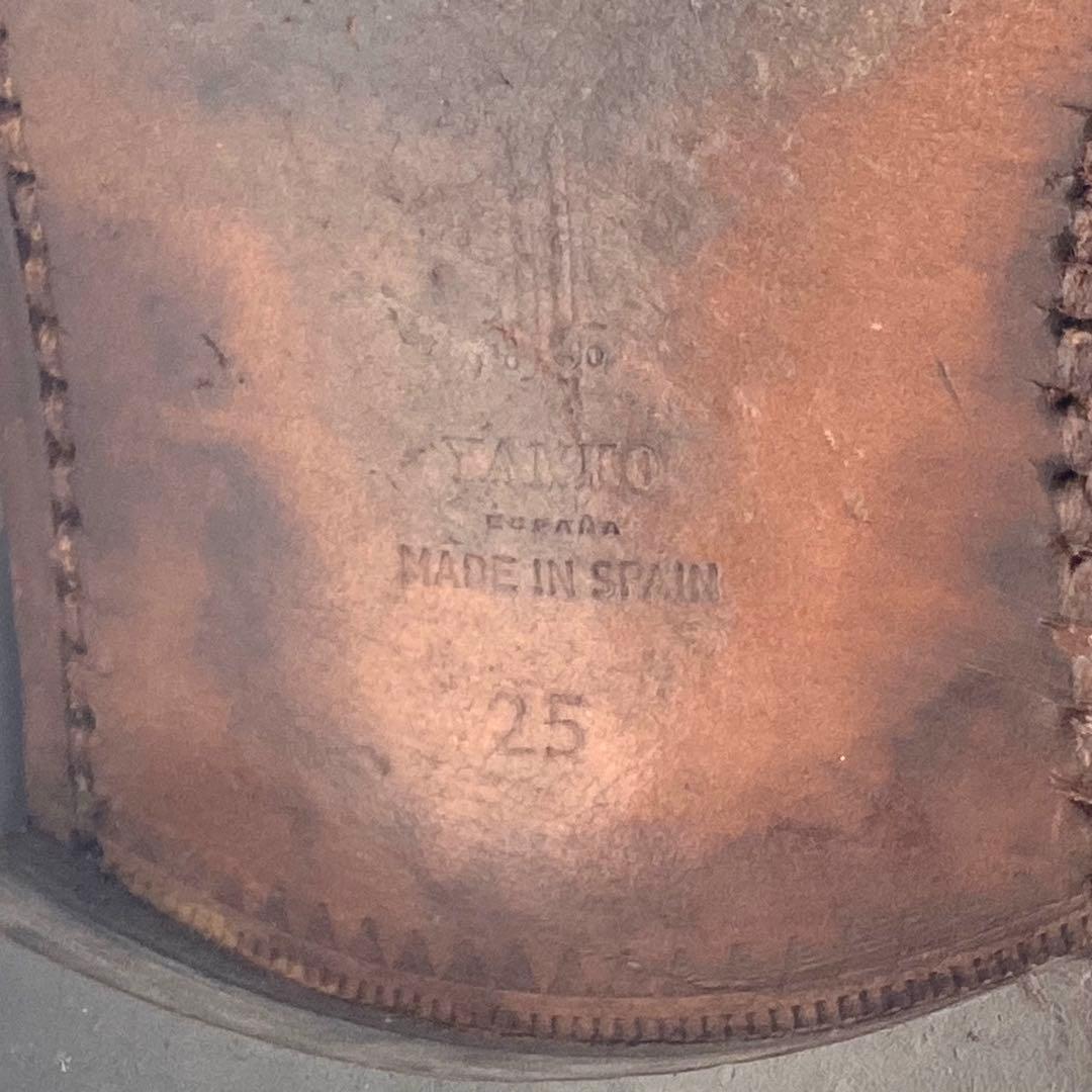 【美品】YANKO ダブルモンク シボ加工 ストラップシューズ 25