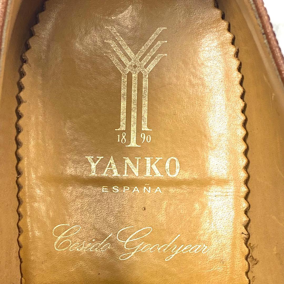 【美品】YANKO ダブルモンク シボ加工 ストラップシューズ 25