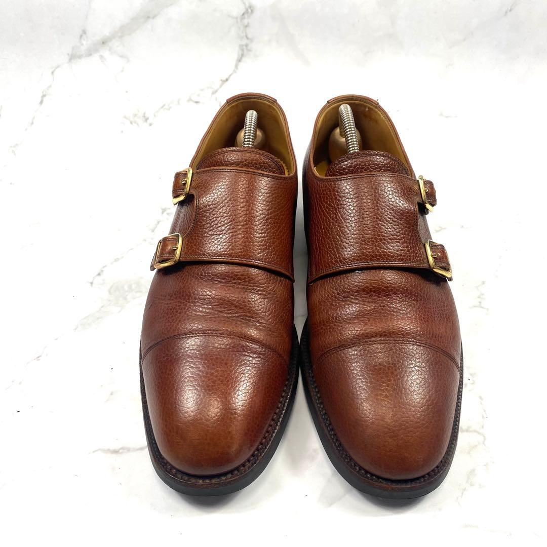 【美品】YANKO ダブルモンク シボ加工 ストラップシューズ 25