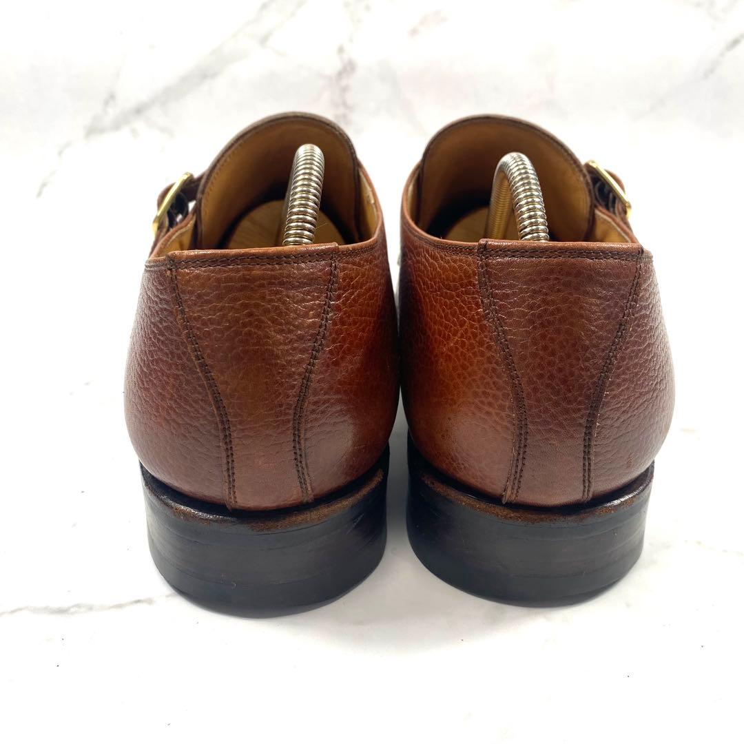 【美品】YANKO ダブルモンク シボ加工 ストラップシューズ 25