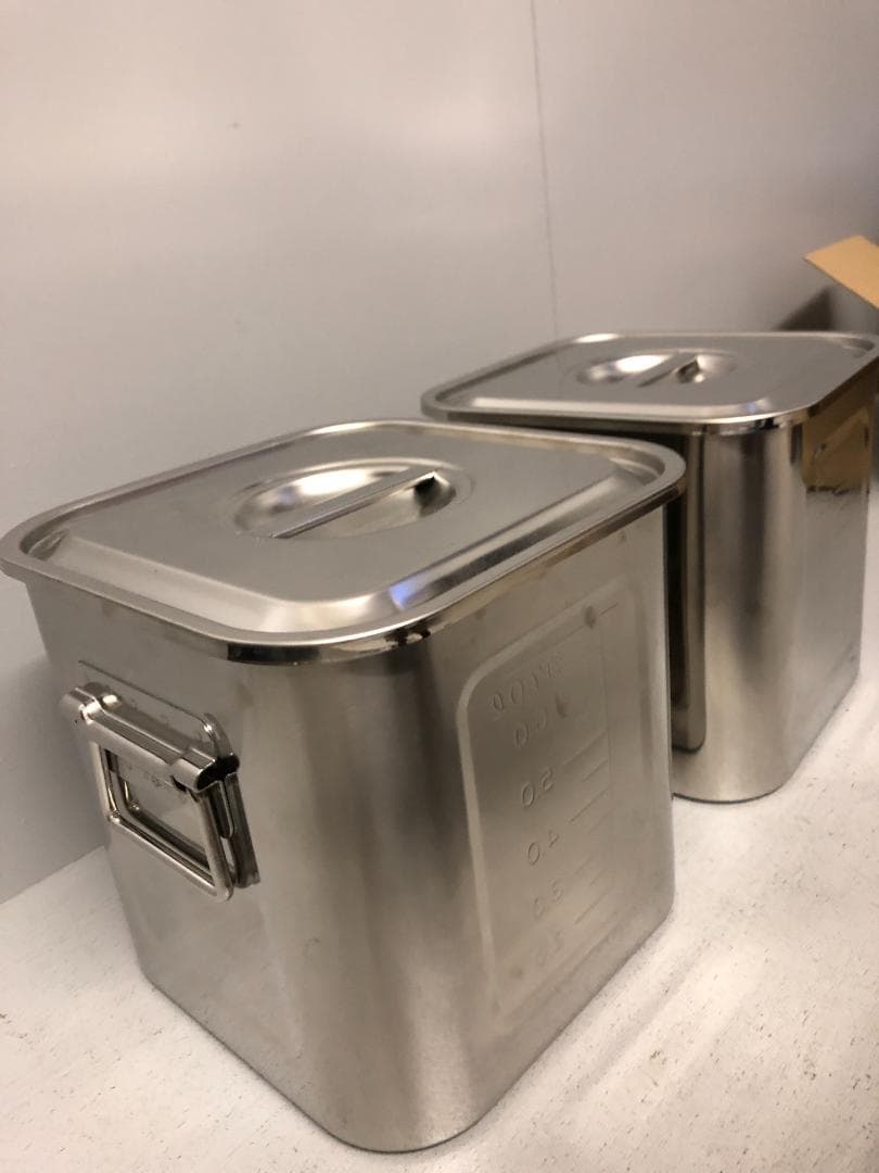 ２個セット　AG18-8　角キッチンポット　目盛付　21cm　新品　未使用展示品