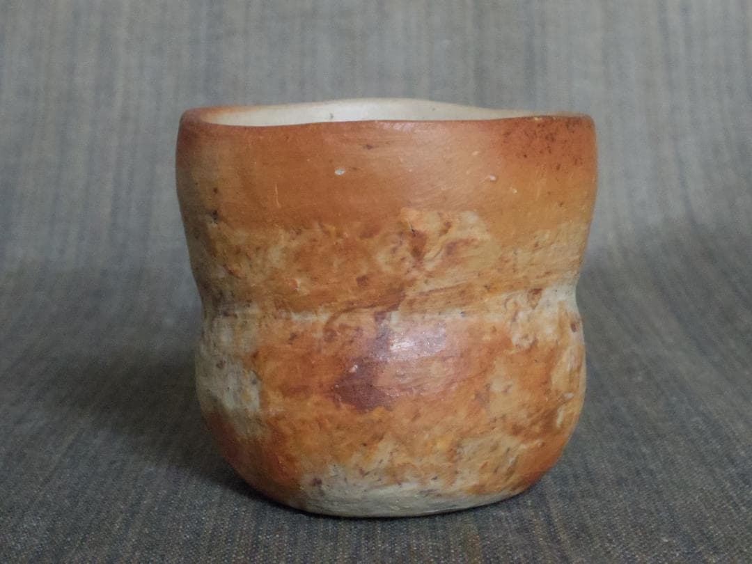 川端文男★備前《自然練り込み》ぐい呑み★共箱