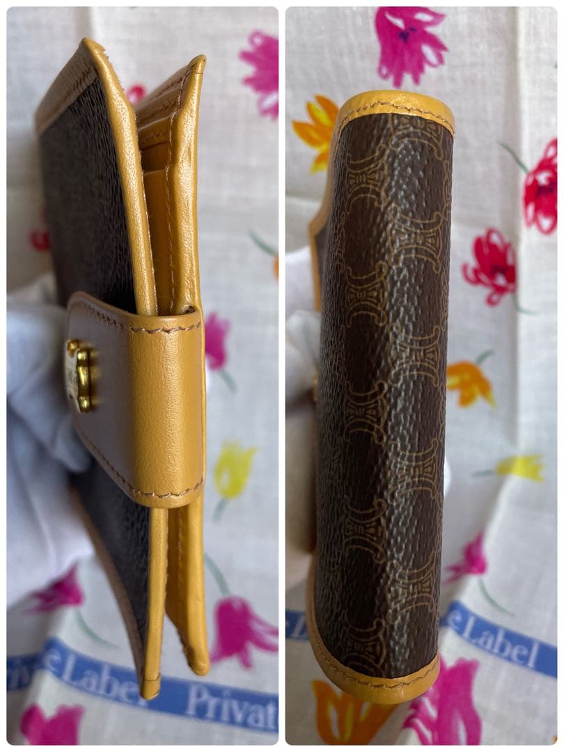 【極美品】 CELINE セリーヌ 二つ折り財布 マカダム柄 ゴールド金具