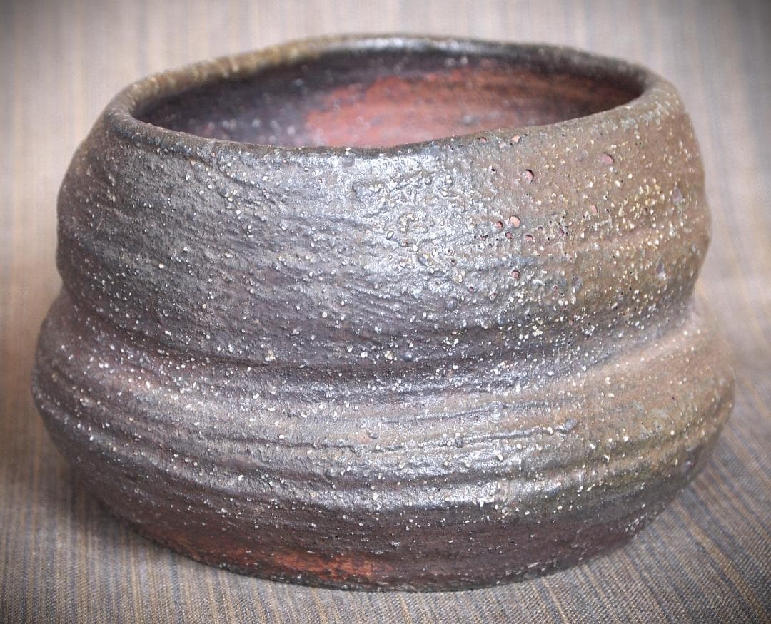 希少作★小山日出男★伊部手《窯変》建水★黄胡麻★花器にもお勧め