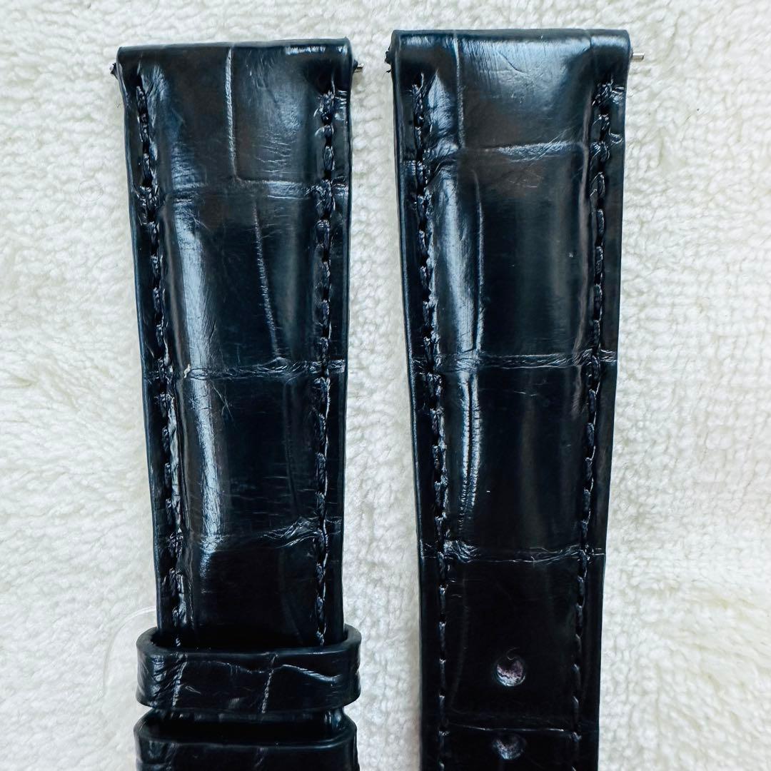 6001#20mm-16mmブラック★本物クロコダイルベルト★スイス製