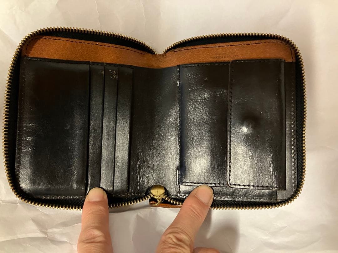 ポーター フィルム 折り財布 ラウンド ファスナー 黒 ブラック レザー 本革
