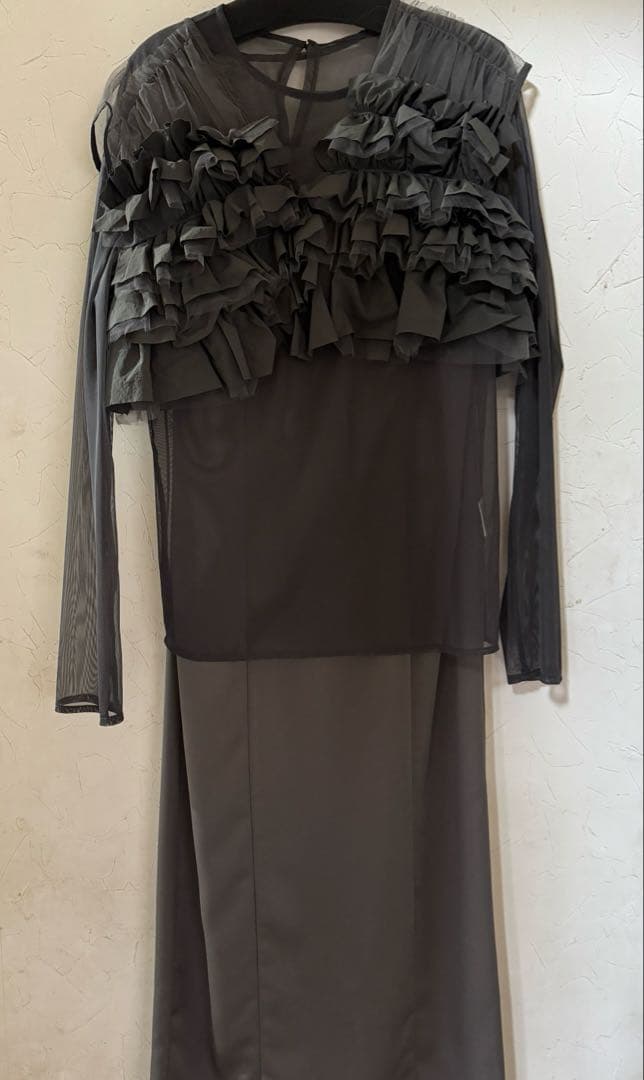 タフタチュールベストセットドレス チャコール